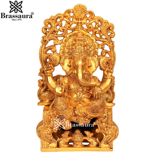 Brass Ring Ganesha Statue Weight 7.6 Kg & Height 13.5 Inch
