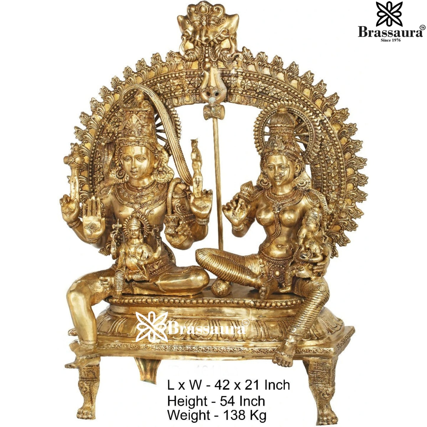 Brass Antique Shiv Family Weight 138 Kg & Height 54 Inch