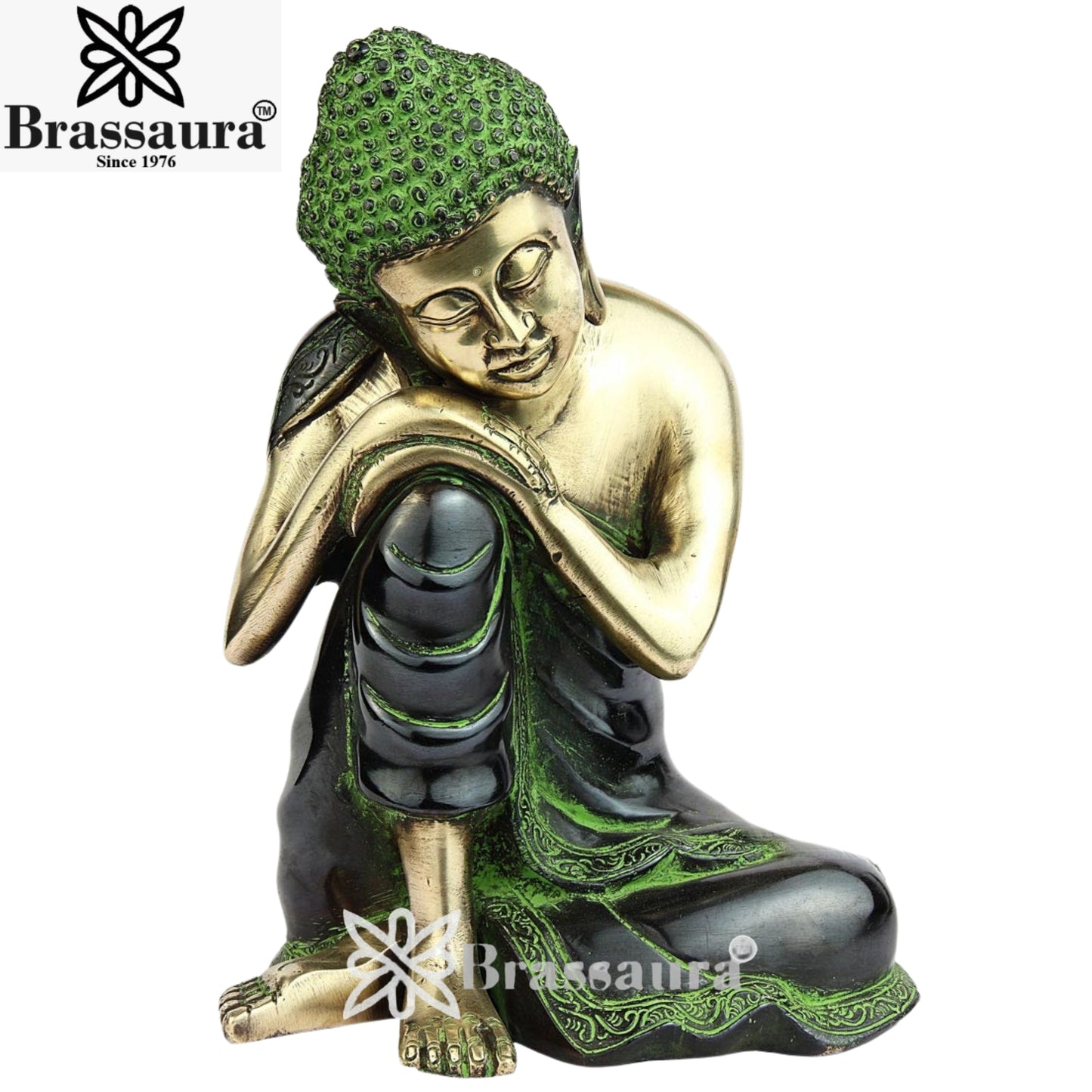 Brass Antique Buddha Weight 1.5 Kg & Height 7 Inch