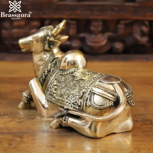 Brass Nandi For Home Décor And Gift Items Weight 5.04 kg Height 7.5 Inch