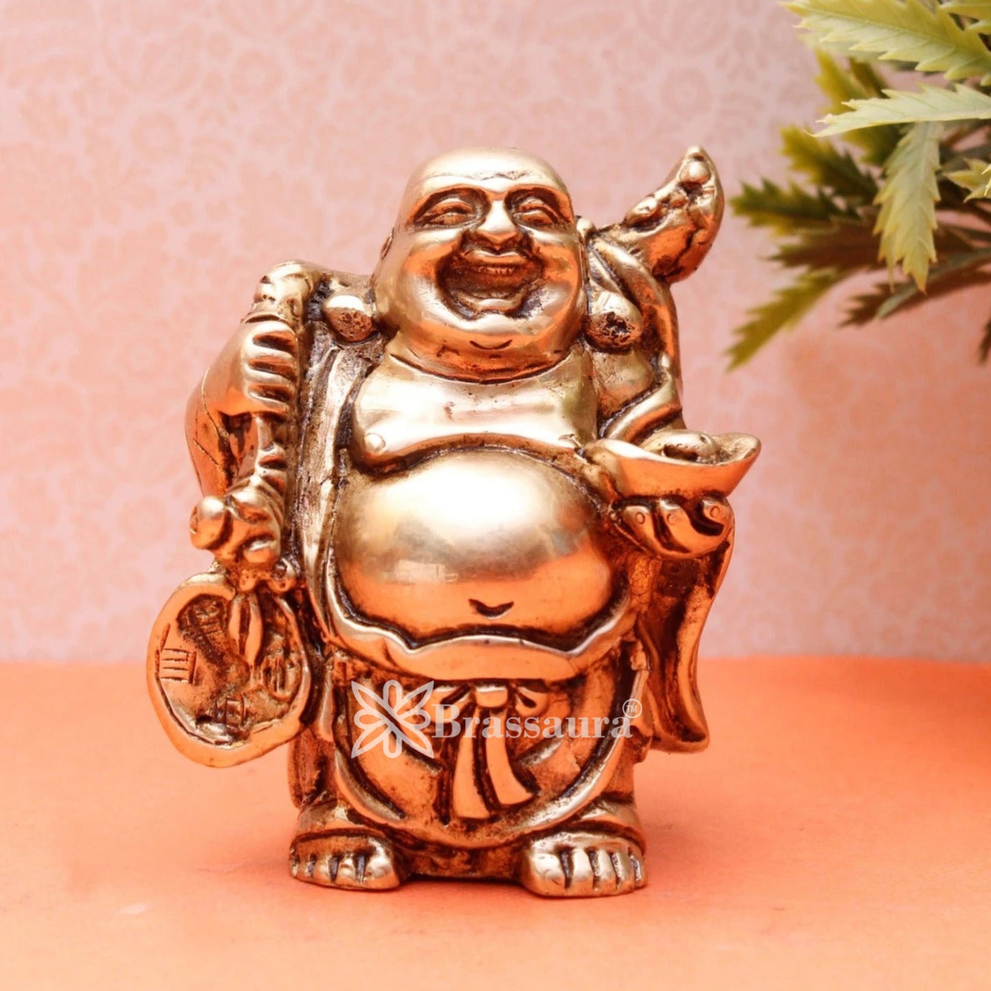 Brass Laughing Buddha Weight 0.4 kg & Height 3.5 Inch