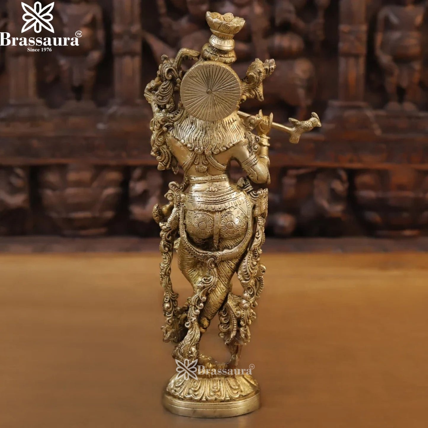 Brass Krishna Murti Weight 7.34 Kg And Height 34 Inch