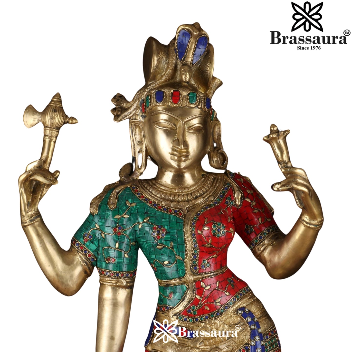 Brass Gem Stone Work Aardhnareshwar Statue Weight 30 kg & Height 36 Inch