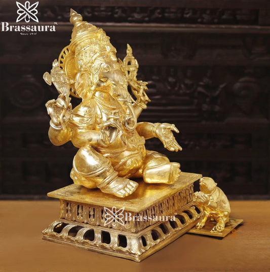 Brass Golden Big Ganesha Weight 111.2 Kg & Height 33 Inch