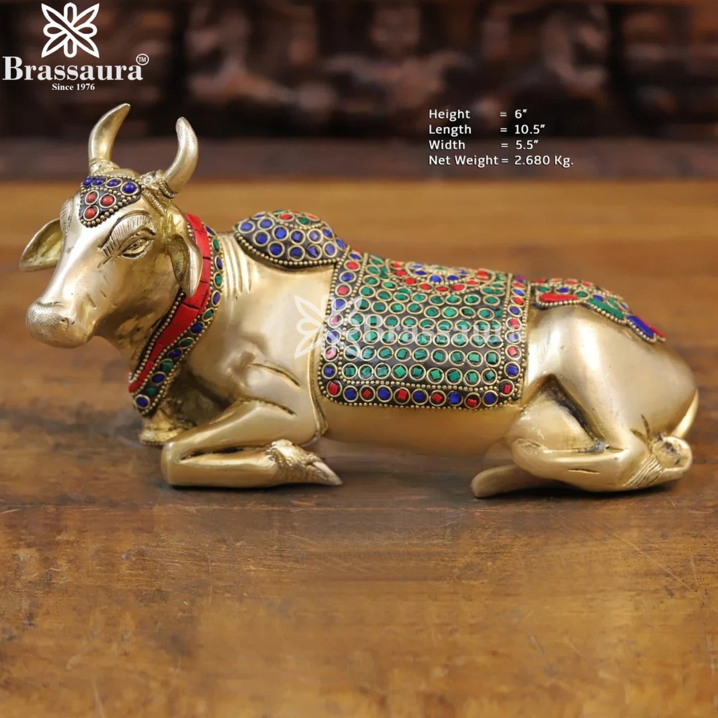Brass Nandi For Home Décor And Gift Items Weight 2.68 kg Height 6 Inch
