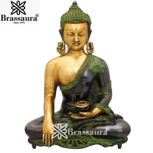 Brass Antique Buddha Weight 9.7 Kg & Height 1. 6 Inch