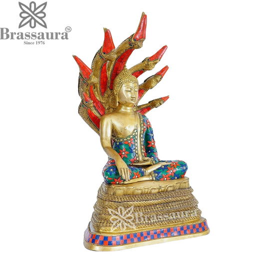 Brass Setting Gem Stone Work Buddha Weight 12 kg & Height 20 Inch