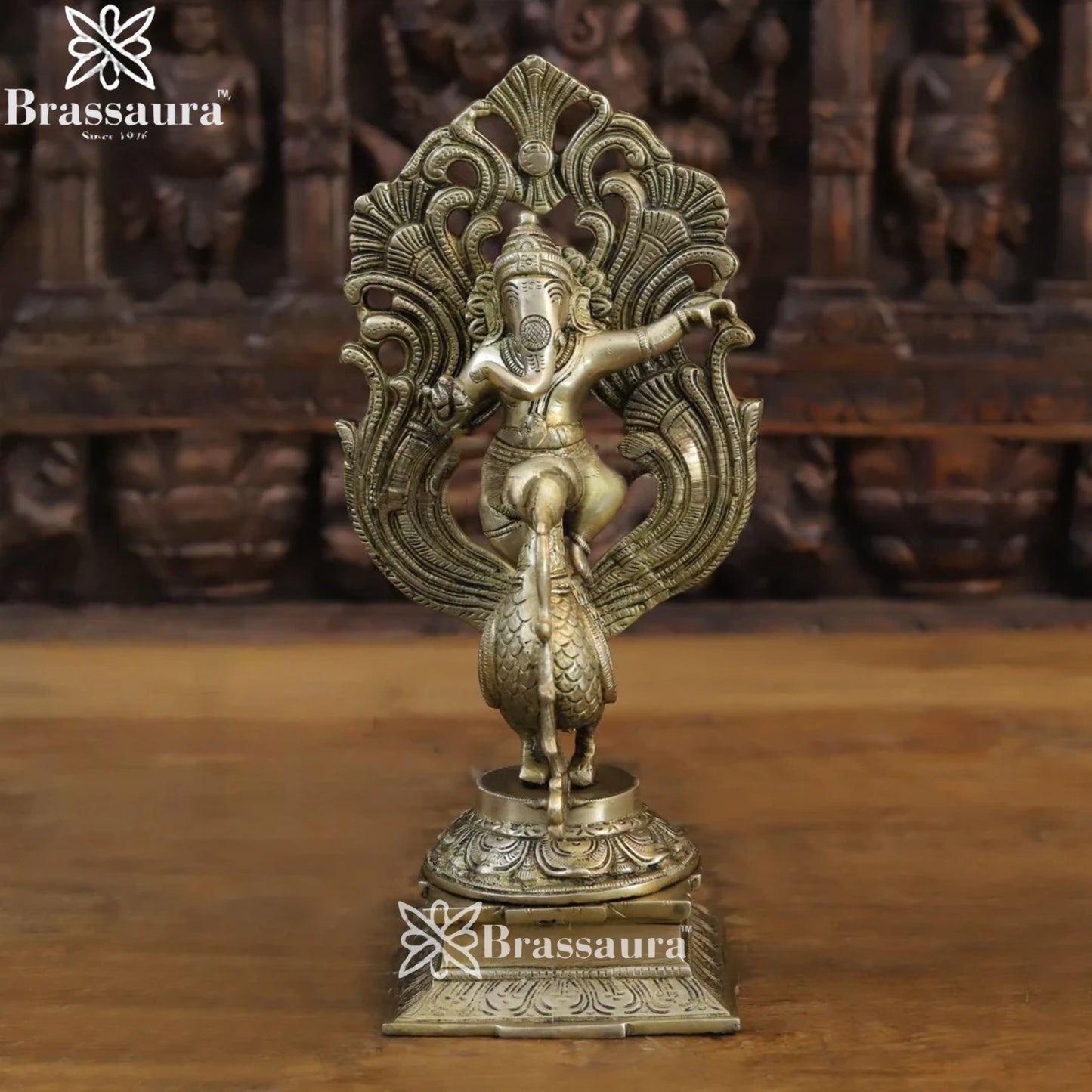 Brass Peacock Ganesha Weight 4.28 Kg & Height 14 Inch