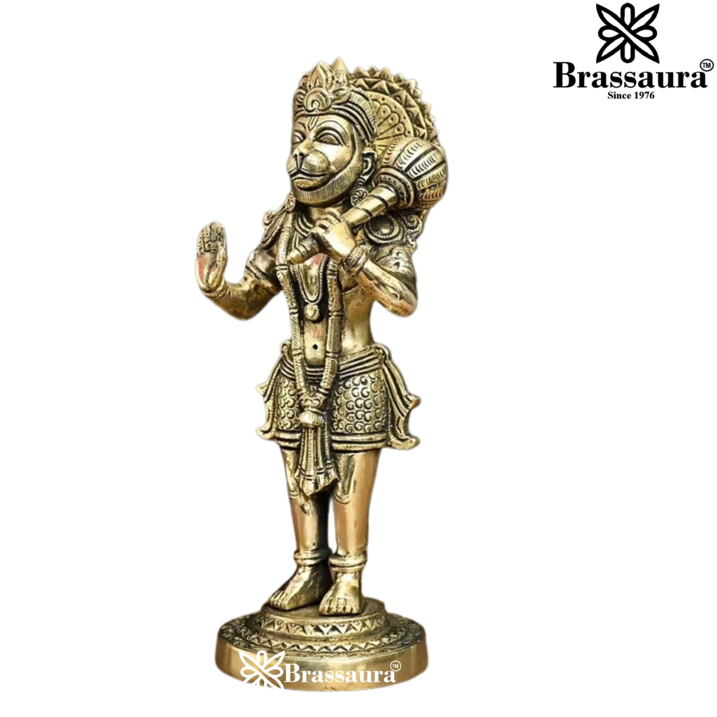 Brass Standing Hanuman Statue Weight 2.83 Kg And Height 11.2 Inch