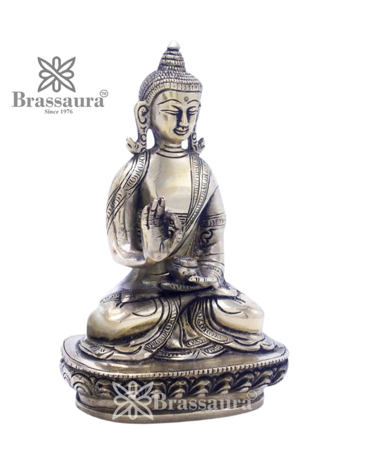Brass Blessing Buddha Weight 0.95 kg & Height 6.25 Inch