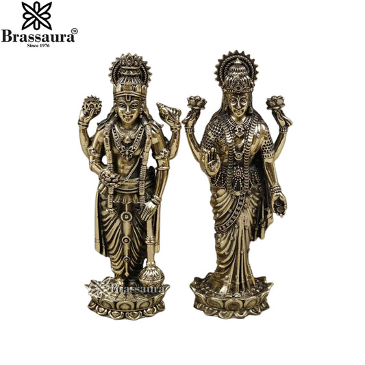 Brass Super fine Vishnu Laxmi Statue Weight .64 Kg And Height 7 Inch