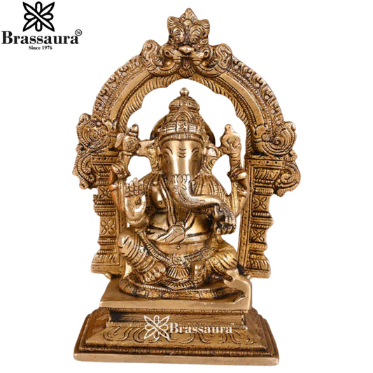 Brass Ring Ganesha Statue Weight 1.53 Kg & Height 7 Inch