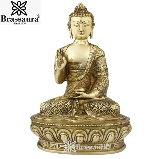 Brass Antique Royal Golden Buddha Weight 4.2 Kg & Height 13 inch
