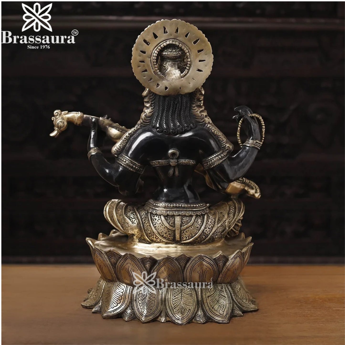 Brassaura™ Brass Saraswati Idol – Height 27 Inches & Weight 36.64 Kgs | Hindu Goddess Statue