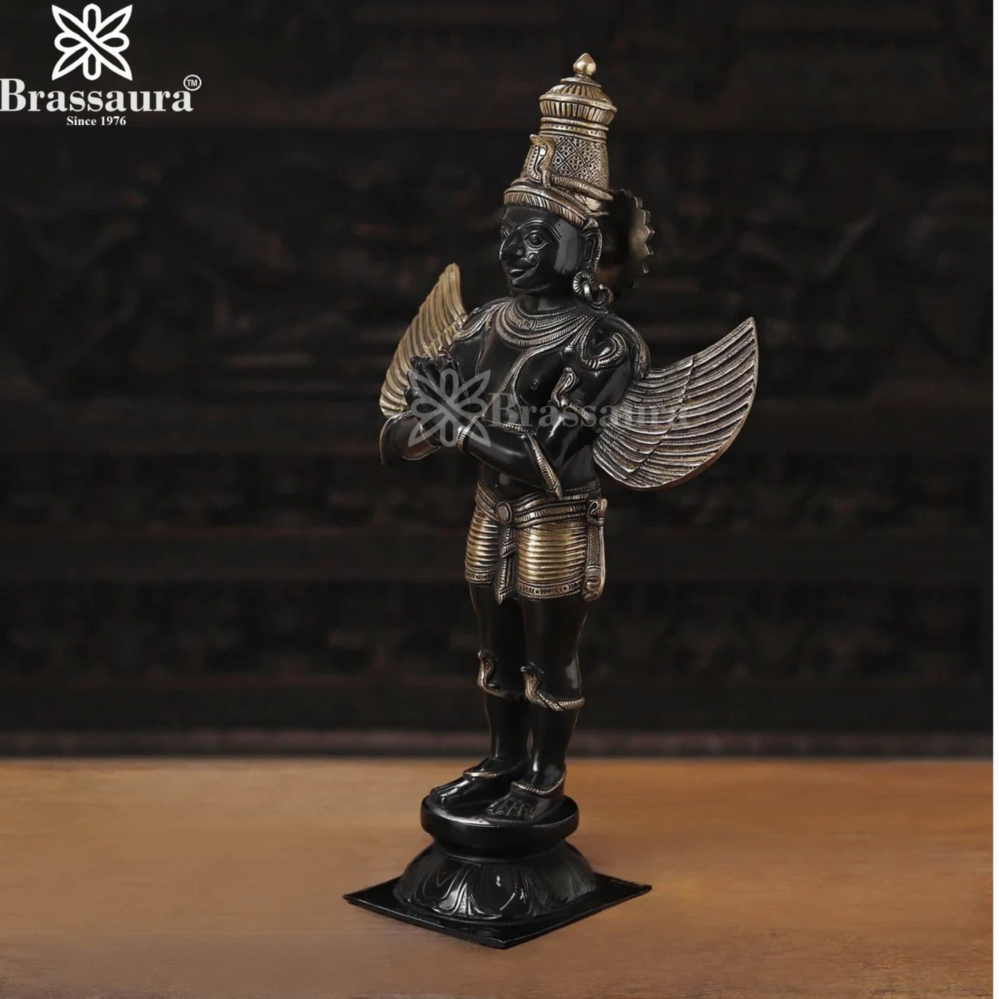 Brass Standing Garud Statue Weight 9.58 Kg And Height 22 Inch