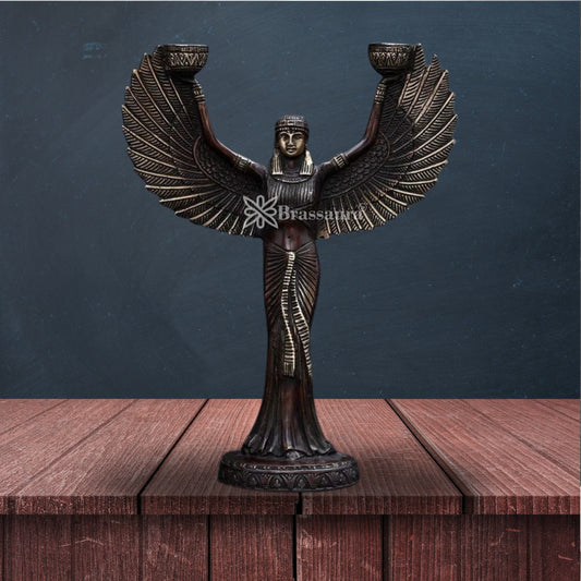 Brass Egyptian Lady Diya Stand For Home Décor And Gift Items Weight 1.8 kg Height 11.5 Inch