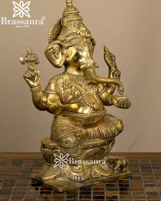 Brass Ganesha Statue Weight 5.4 Kg And Height 12 Inch