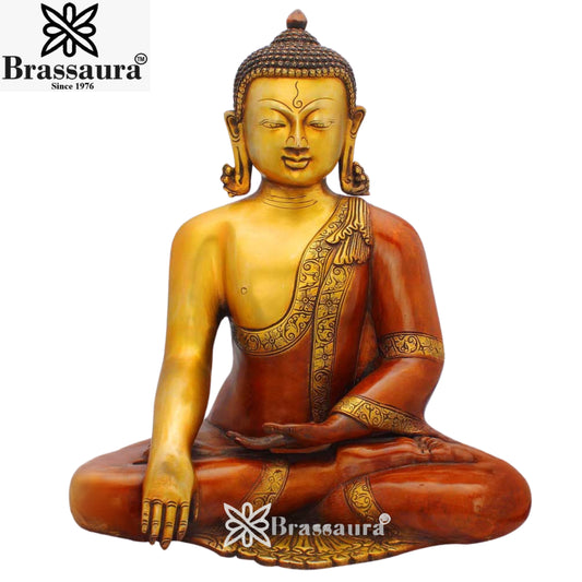 Brass Artistic Buddha Weight 10.4 Kg & Height 15 Inch