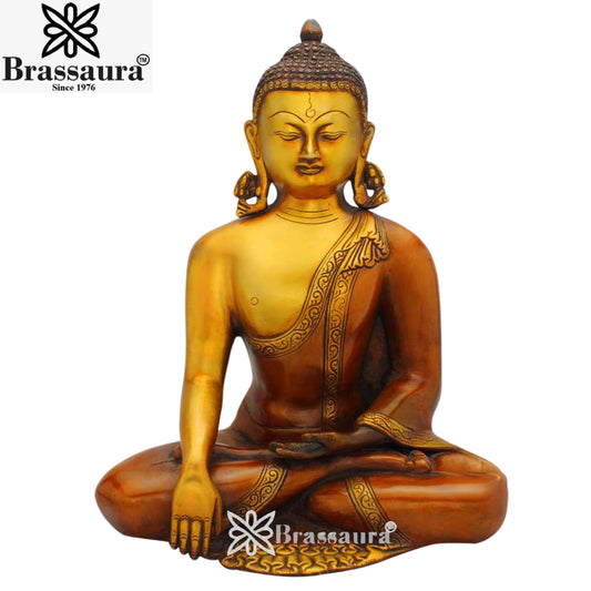 Brass Antique Buddha Weight 6 Kg & Height 12 Inch