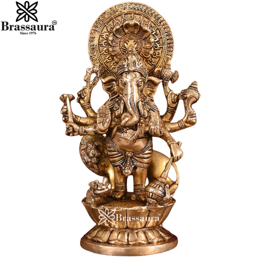 Brass Ganesha Statue Weight 3.6 Kg & Height 11.5 Inch