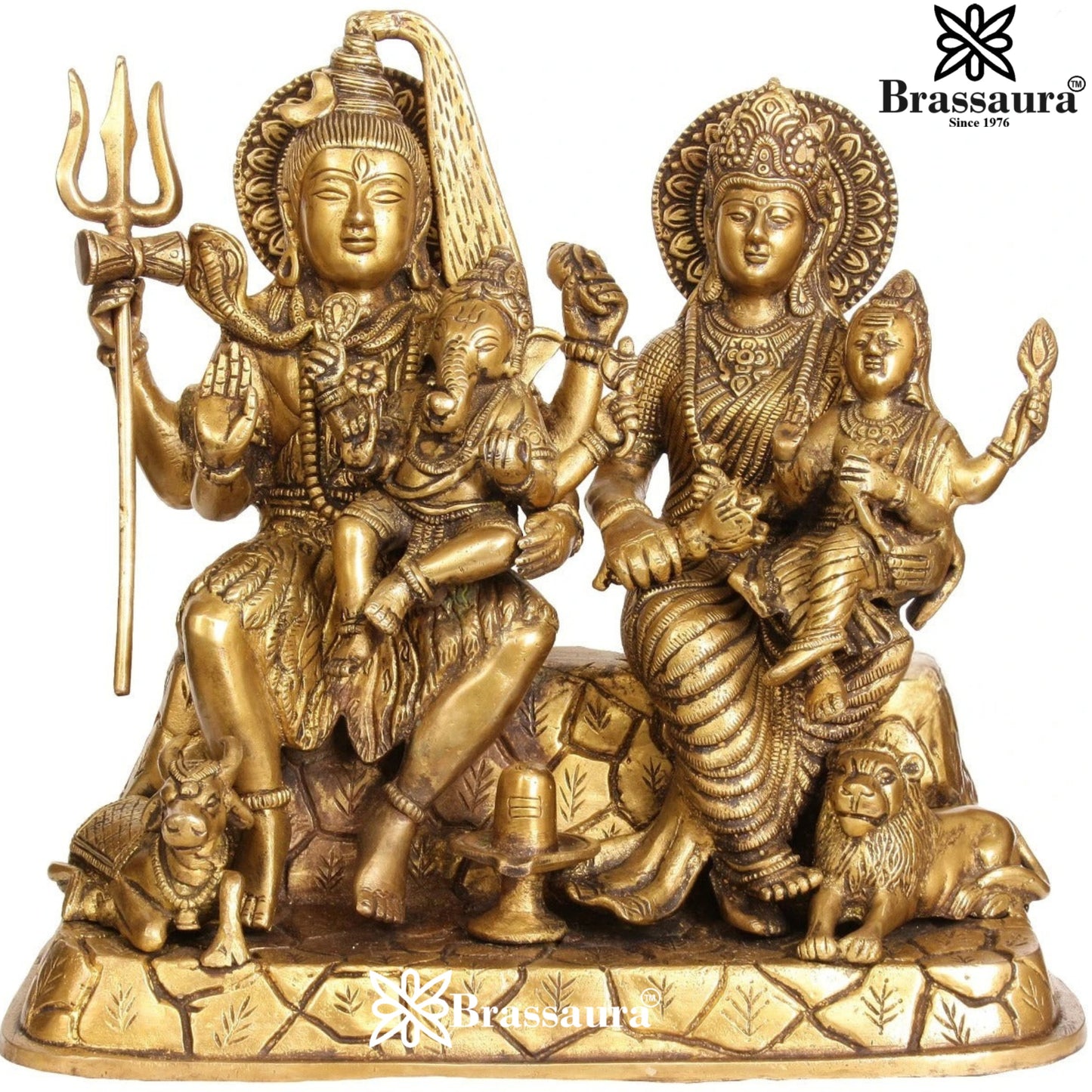 Brass Antique Shiv Family Weight 11 Kg & Height 12 Inch