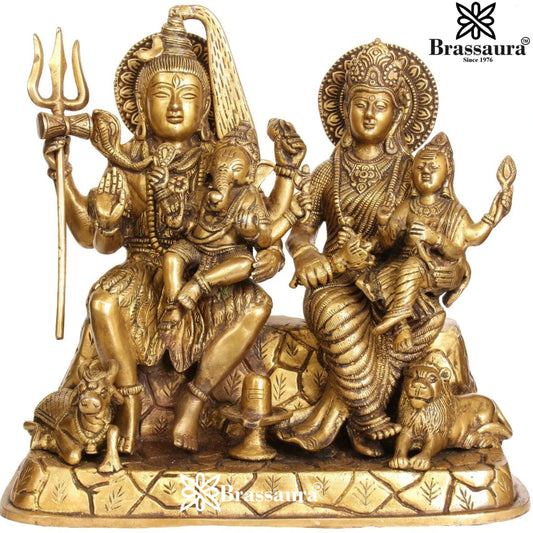 Brass Antique Shiv Family Weight 11 Kg & Height 12 Inch