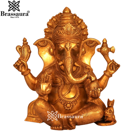 Brass Ganesha Statue Weight 9.5 Kg & Height 12.5 Inch