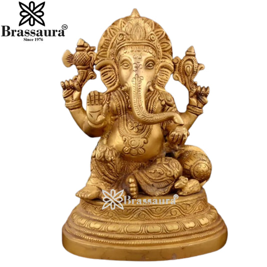 Brass Ganesha Statue Weight 1.31 Kg And Height 4.3 Inch
