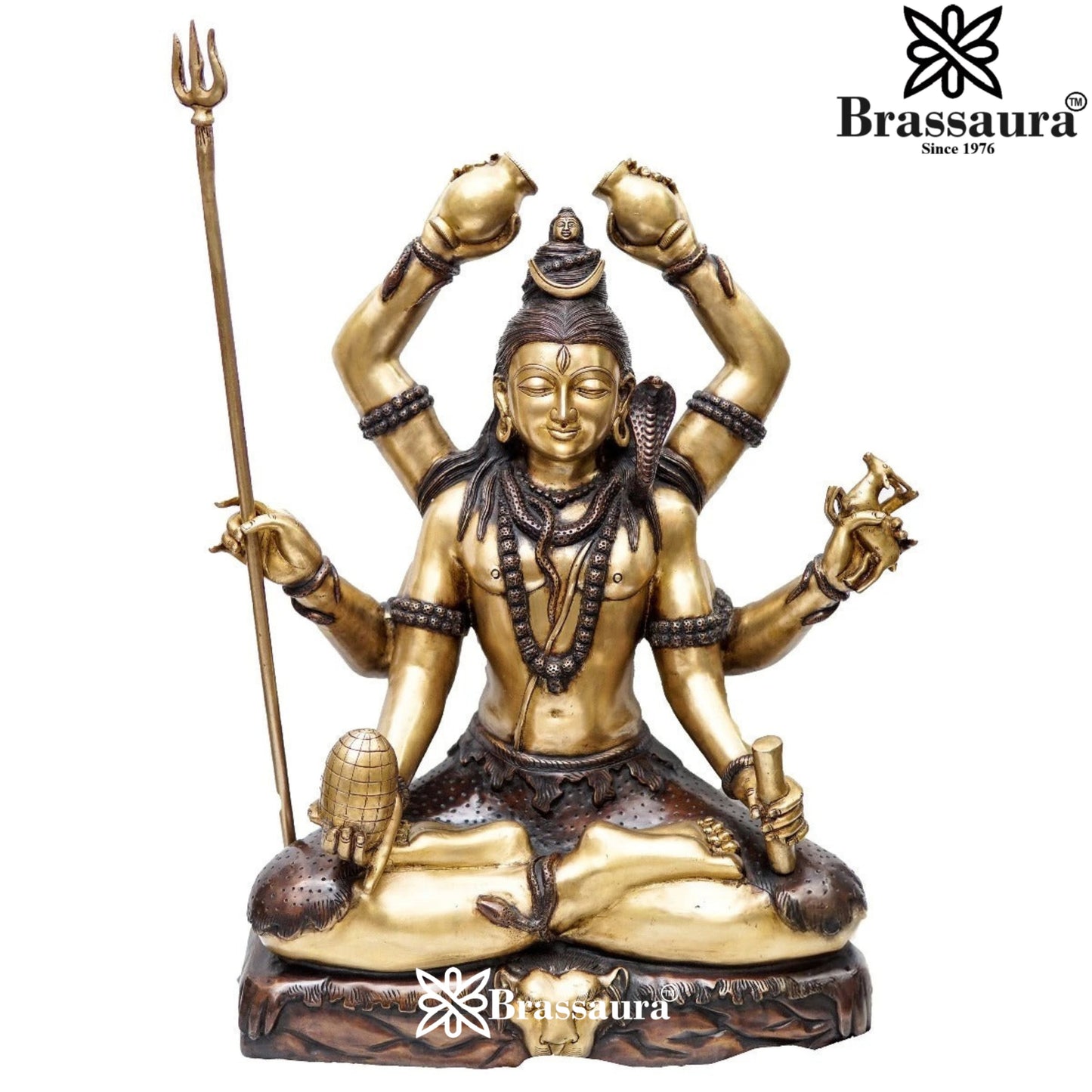 Brassaura™ Large Brass Lord Shiva Statue – Height 30 Inches & Weight 46 Kgs | Devotional Idol Online
