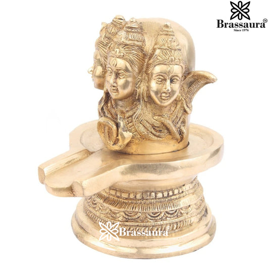 Brass Royal Golden Shiva Face Shivling Weight 2.5 Kg & Height 7 Inch
