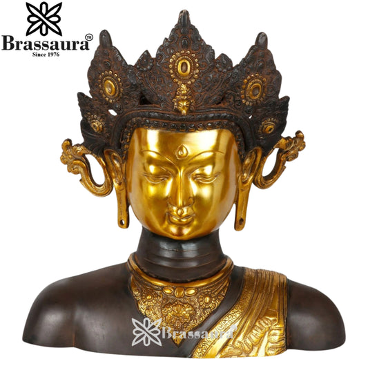 Brass Gem Stone Work Tara Weight 10.5 Kg & Height 16 Inch