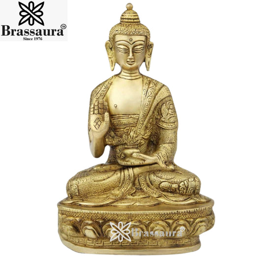 Brass Artistic Royal Golden Buddha Weight 1.8 Kg & Height 9 Inch