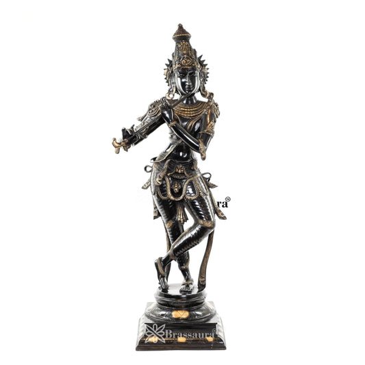 Brass Royal Black Krishna Murti Weight 19 Kg And Height 34 Inch
