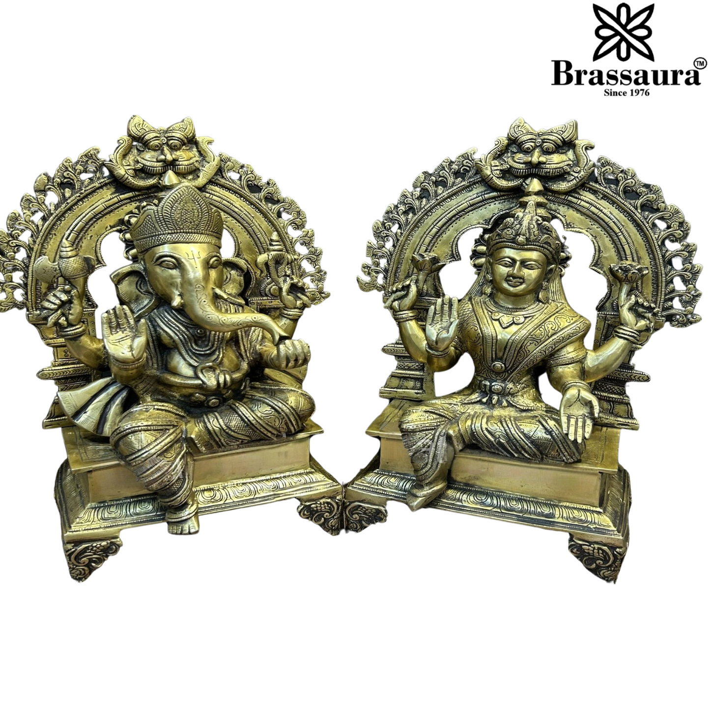 Brass Antique Lakshmi Ganesh Weight 32.1 Kg & Height 19 Inch