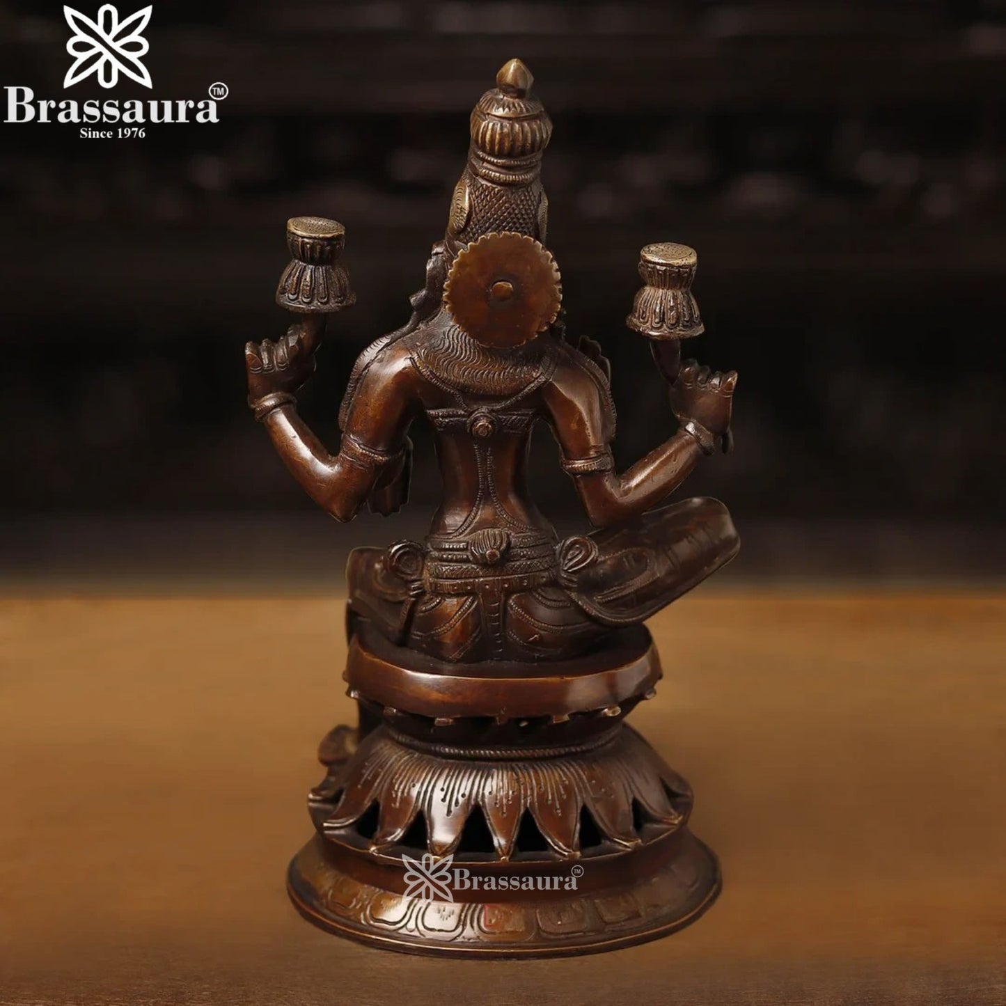 Brassaura™ Brass Laxmi Idol – Height 12 Inches & Weight 4 Kgs | Hindu Goddess Sculpture