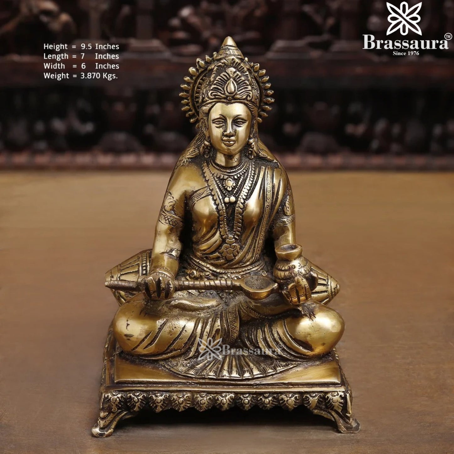 Brass Annapurna Statue Weight 3.87 Kg And Height 9.5 Inch