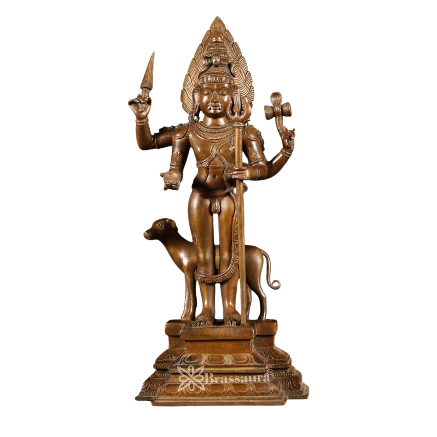 Brass Kaal Bhairav Statue Weight 8.7 Kg And Height 17 Inch