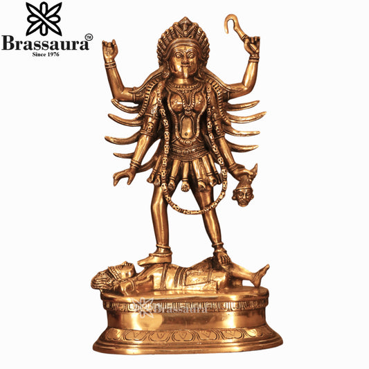Brass Kali Ma Statue Weight 9.4 Kg And Height 18 Inch