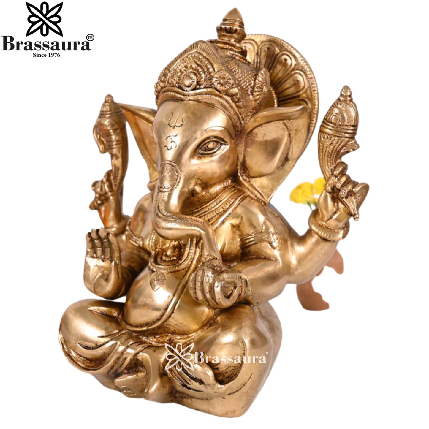 Brass Ganesha Statue Weight 3.17 Kg & Height 8 Inch