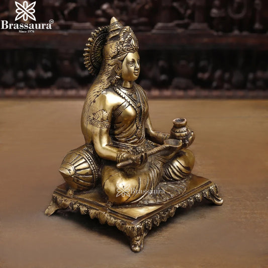 Brass Annapurna Statue Weight 3.87 Kg And Height 9.5 Inch