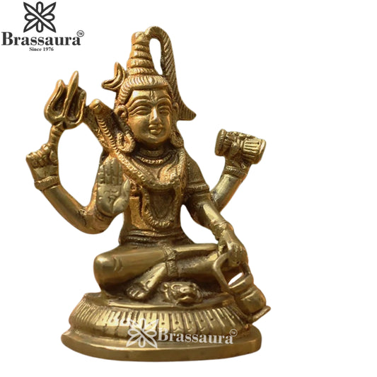 Brassaura™ Brass Shiva Statue – Height 5.25 Inches & Weight 1 Kgs | Temple & Home Mandir Idol