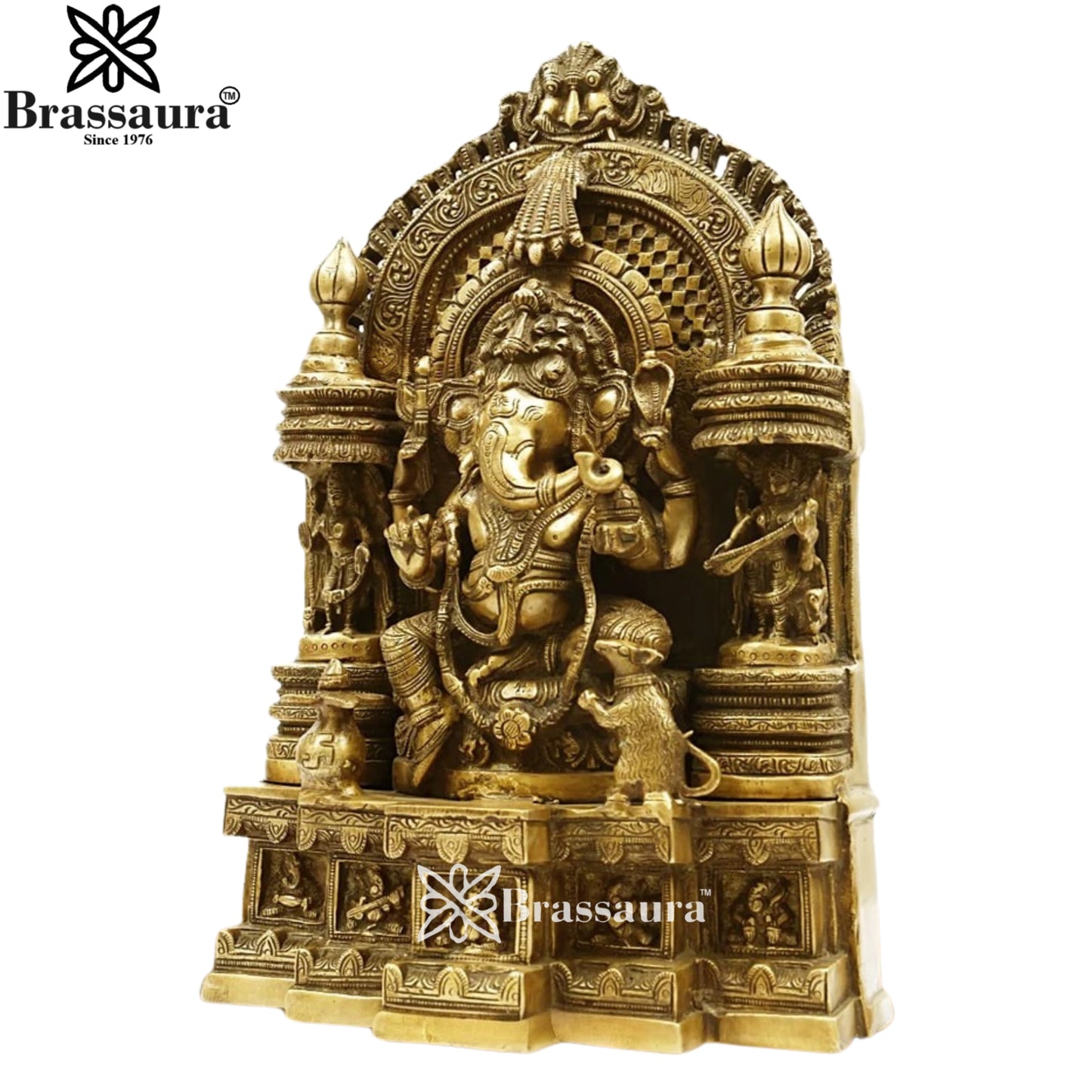 Brass Ring Ganesha Weight 19.5 Kg & Height 18.5 Inch