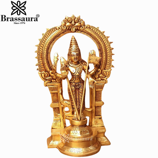 Brass Murugan with Prabhavali Statue Weight 3.7 Kg And Height 12.5 Inch