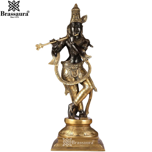 Brass Krishna Murti Weight 18 Kg And Height 28 Inch