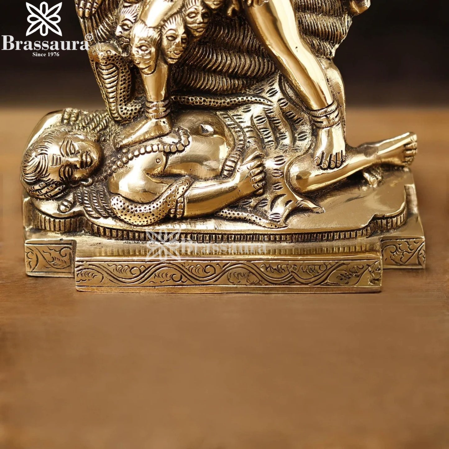 Brassaura™ Elegant Brass Kali Maa Statue – Height 9.5 Inches & Weight 3.25 Kgs | Devotional Home Décor