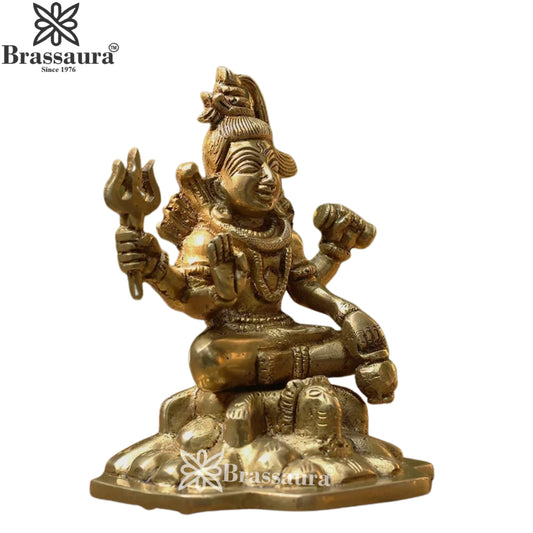 Brassaura™ Brass Shiva Statue – Height 5.25 Inches & Weight 1 Kgs | Temple & Home Mandir Idol
