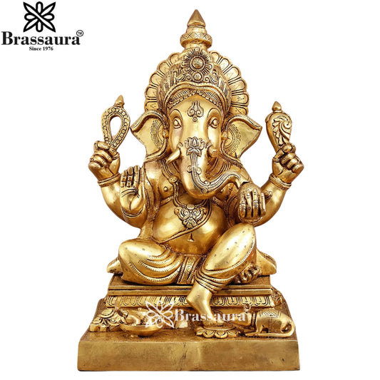 Brass Super fine Lotus Ganesha Weight 12 Kg & Height 12 Inch