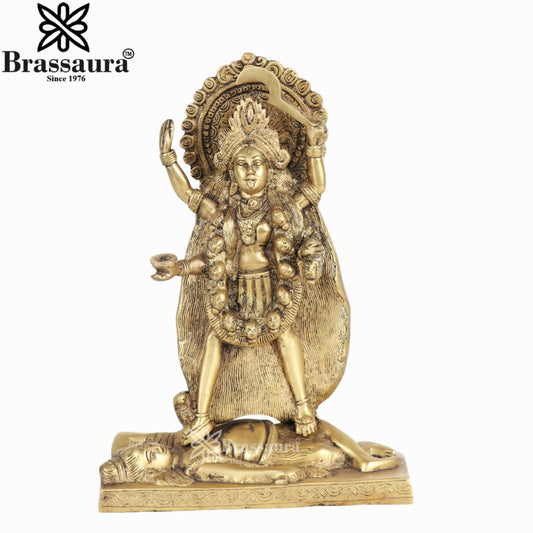 Brassaura™ Brass Kali Maa Idol – Height 11 Inches & Weight 4.3 Kgs | Hindu Goddess Statue