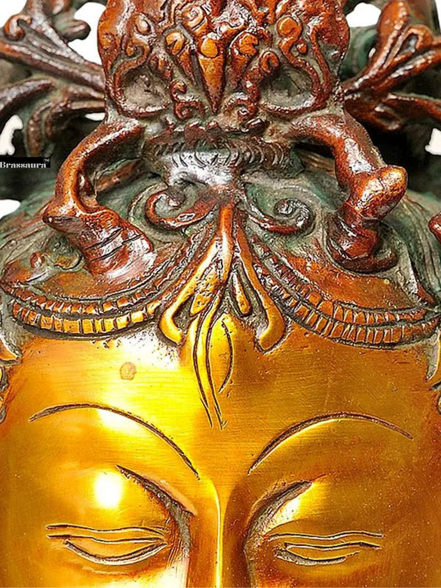 Brassaura™ Buddhist Goddess Tara Wall Hanging Brass Mask – Height 12 inches | Weight 1.72 kgs