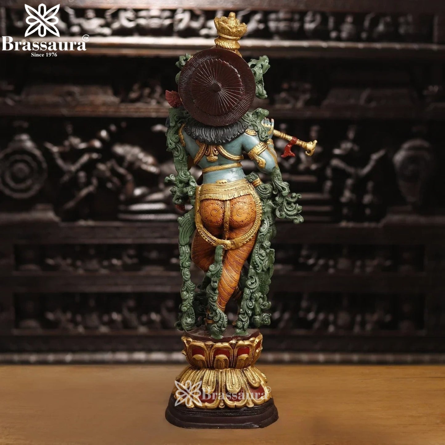 Brass Krishna Murti Weight 15.63 Kg And Height 30 Inch